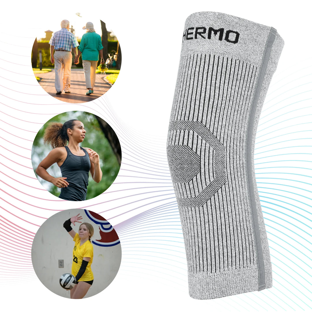 THERMO™ Circulation Knee Sleeve, Compression Lite, Natural Semiconductor Infrared Healing Knee Brace, Superior to Compression, Classic Style W/Single Support Stay, Large