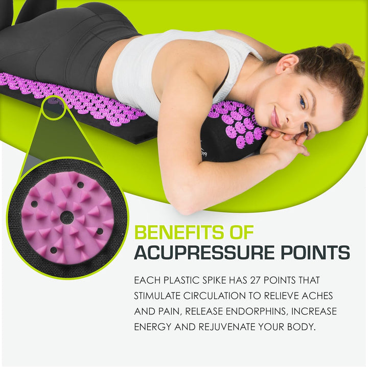 Acupressure Mat and Pillow Set for Back/Neck Pain Relief and Muscle Relaxation