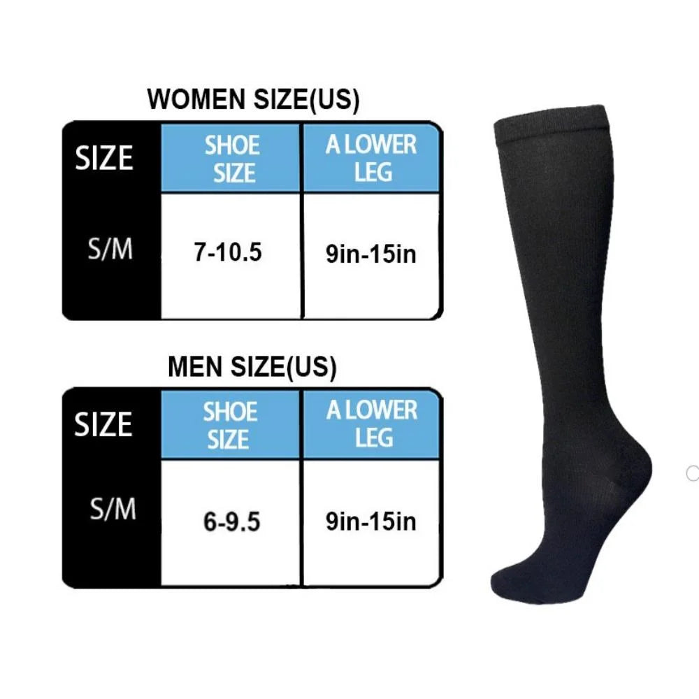 3 Pairs Compression Knee Socks for Women & Men for Outdoor Cycling and Running Recovery Socks, Black